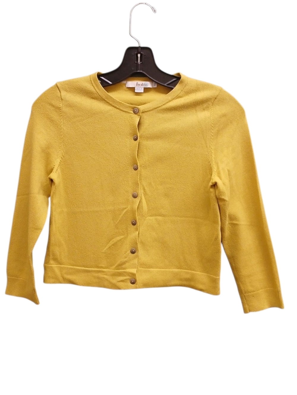 Boden Green Yellow Crewneck Button-Front Cropped Cardigan Size Extra Small